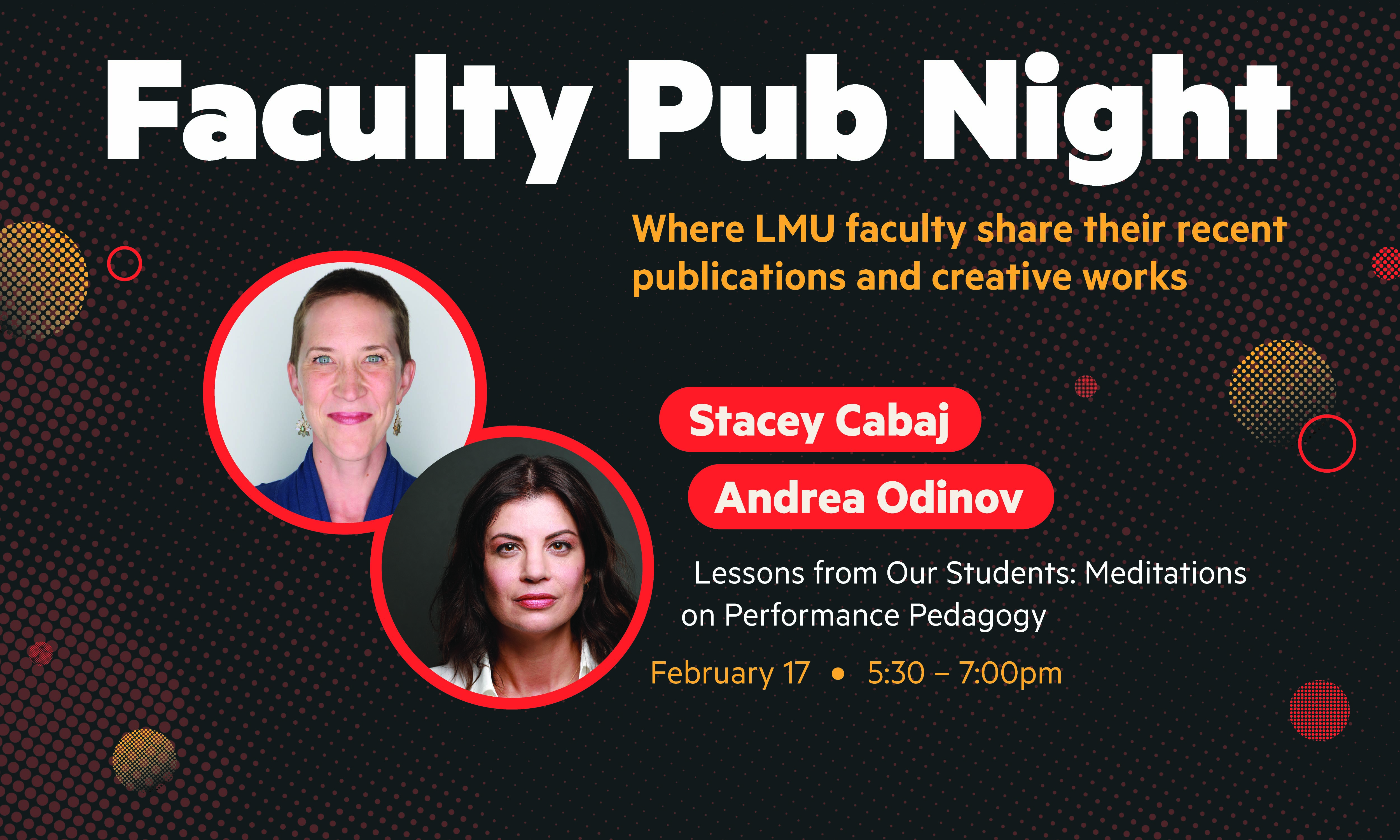 Pub Night banner with headshots of Stacy and Andrea and details about the event